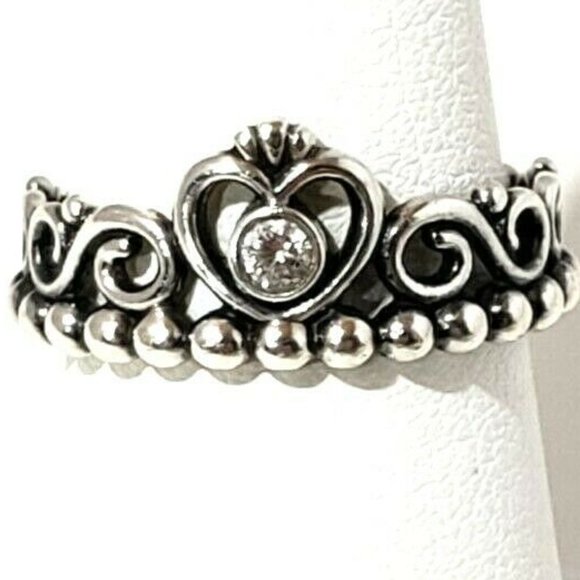 Pandora Sterling Silver Princess Tiara Crown Ring, Size 5 1/2 - Picture 1 of 9